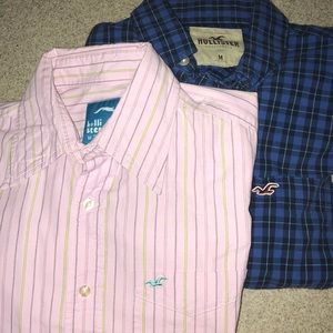 2 men’s Hollister long sleeved shirts sized med.